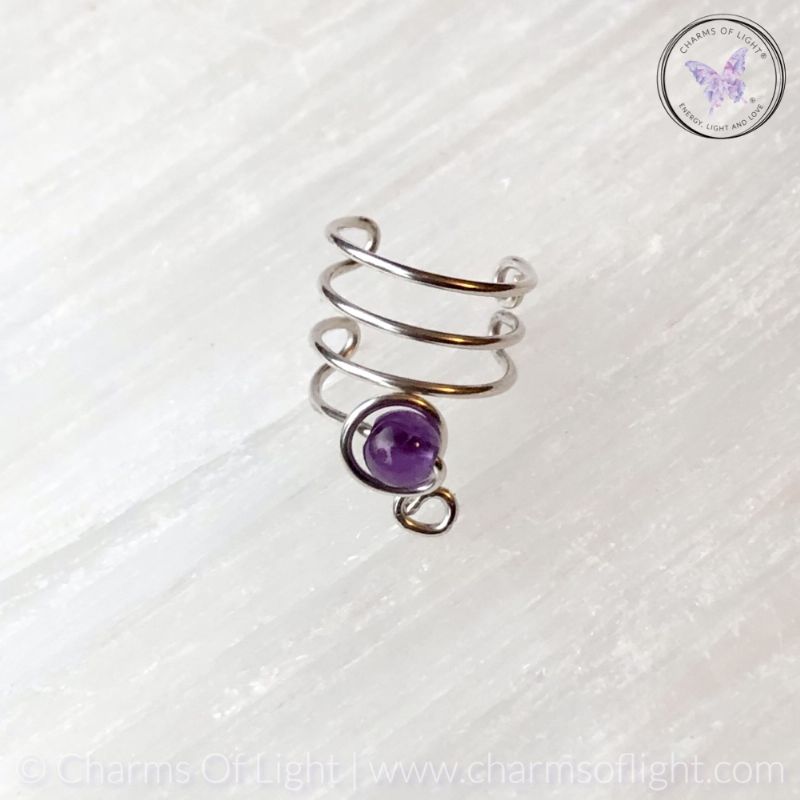 Amethyst Silver Ear Cuff